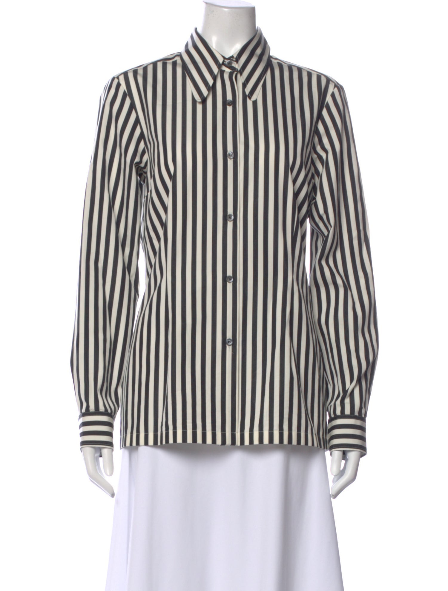 Dries Van Noten Striped Long Sleeve Button-Up Top