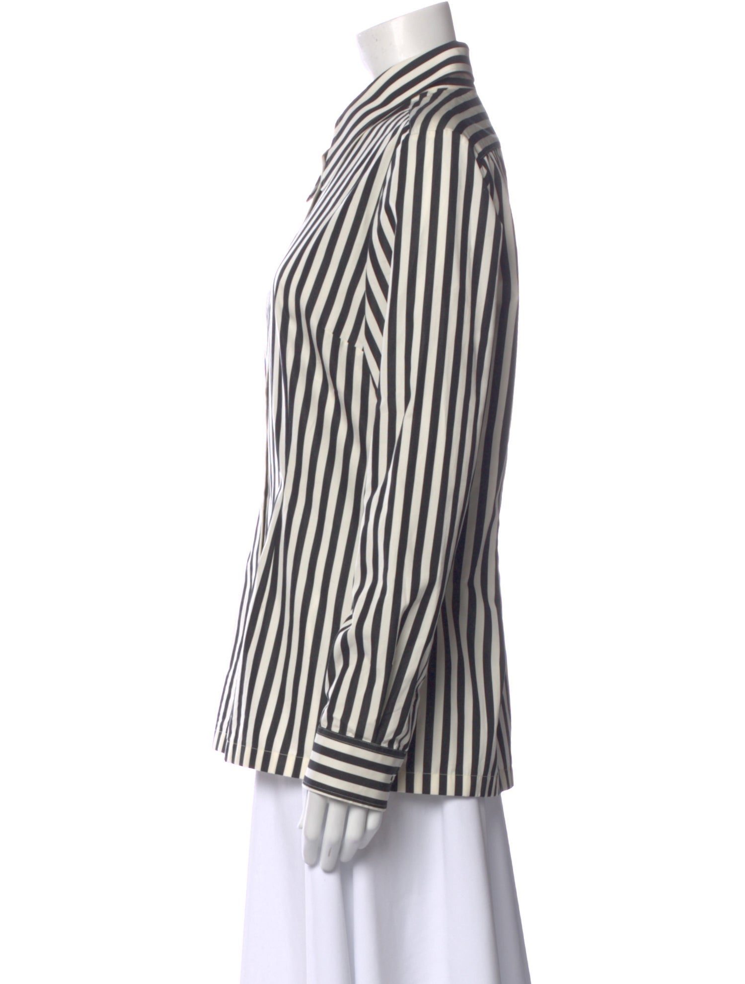 Dries Van Noten Striped Long Sleeve Button-Up Top