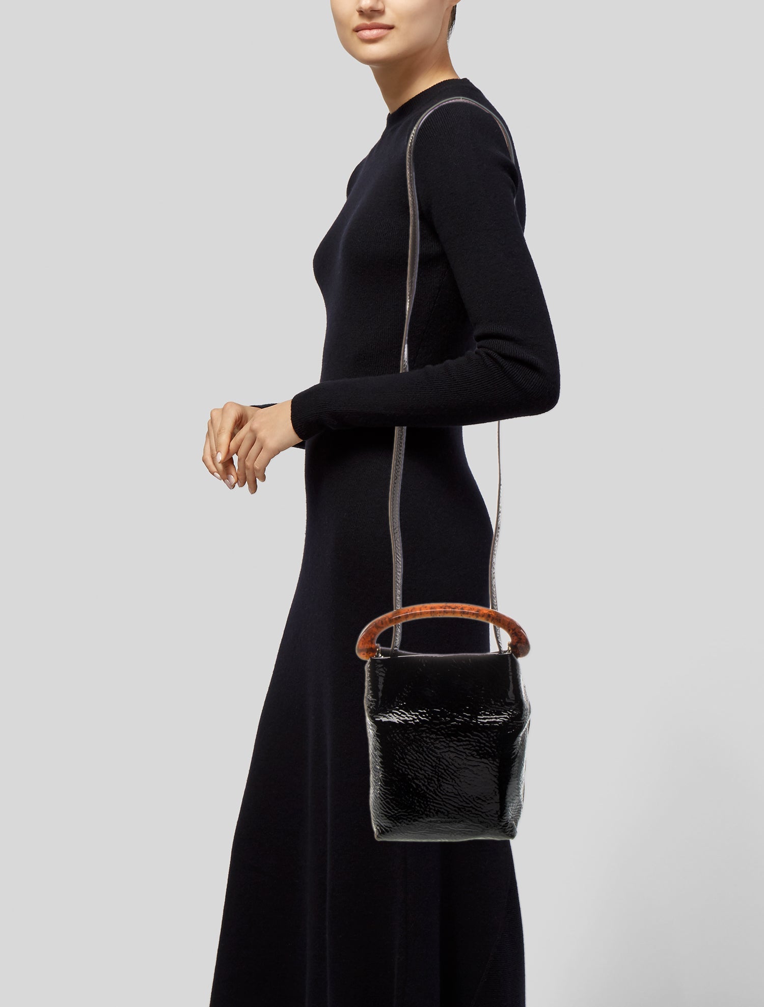 Dries Van Noten Patent Leather Bucket Bag