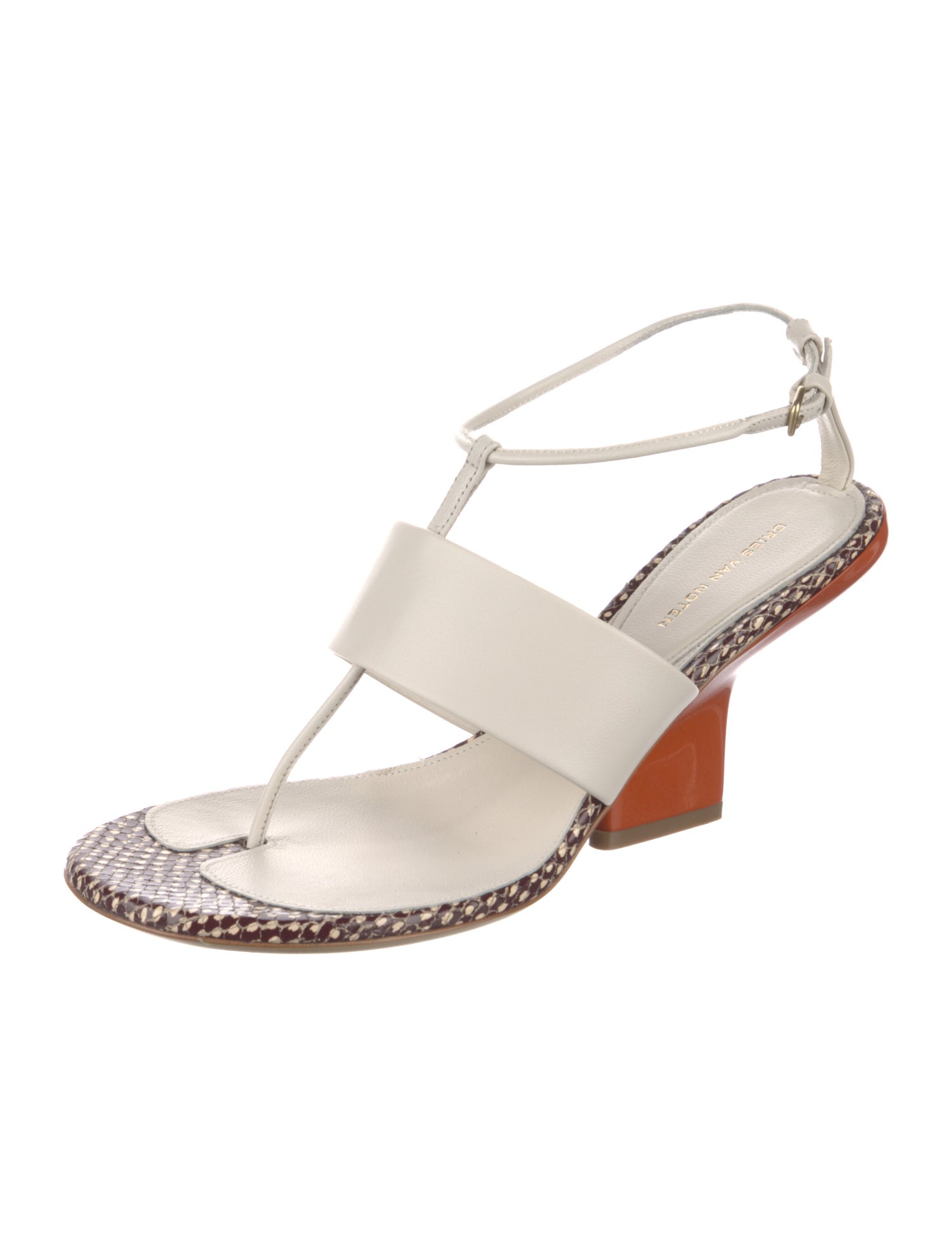 Dries Van Noten Leather T-Strap Sandals
