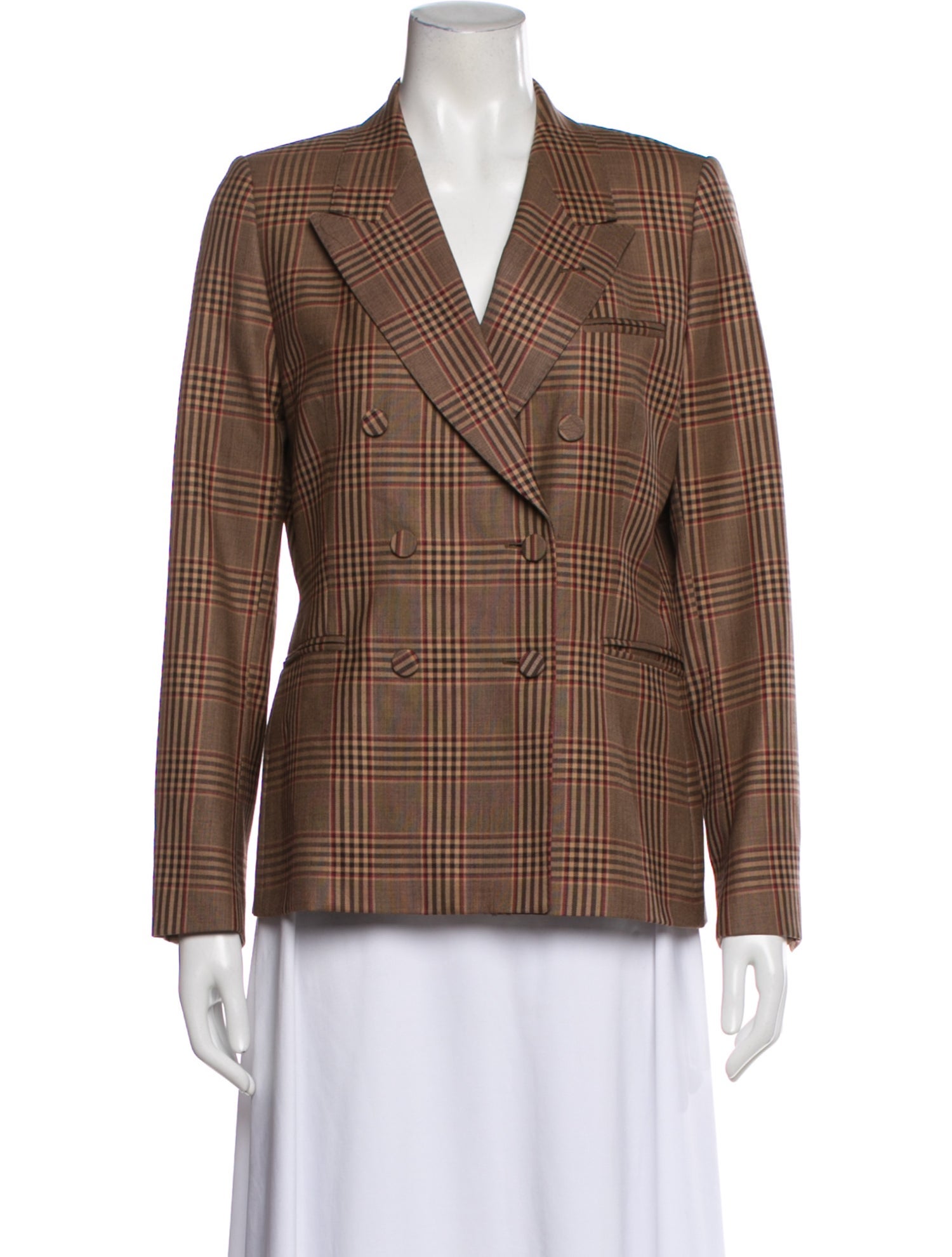 Dries Van Noten Wool Plaid Print Blazer