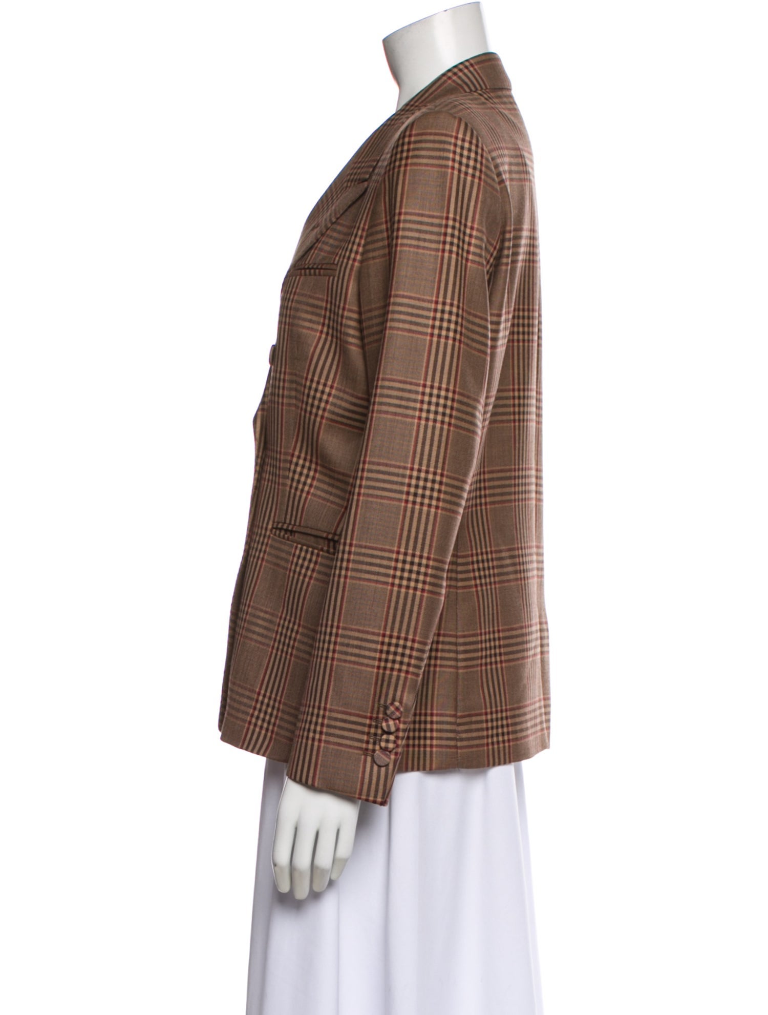 Dries Van Noten Wool Plaid Print Blazer
