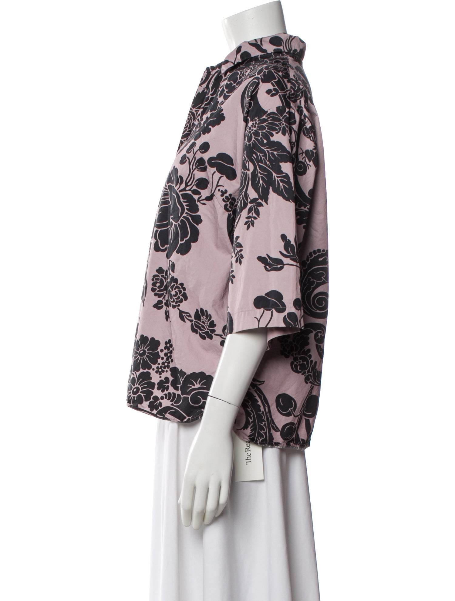 Dries Van Noten Floral Print Three-Quarter Sleeve Blouse