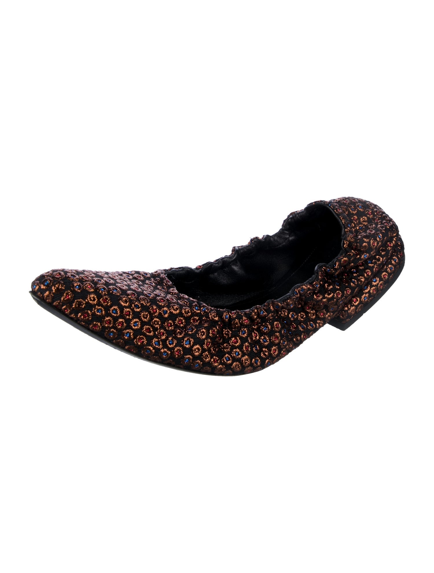 Dries Van Noten Printed Glitter Accents Ballet Flats