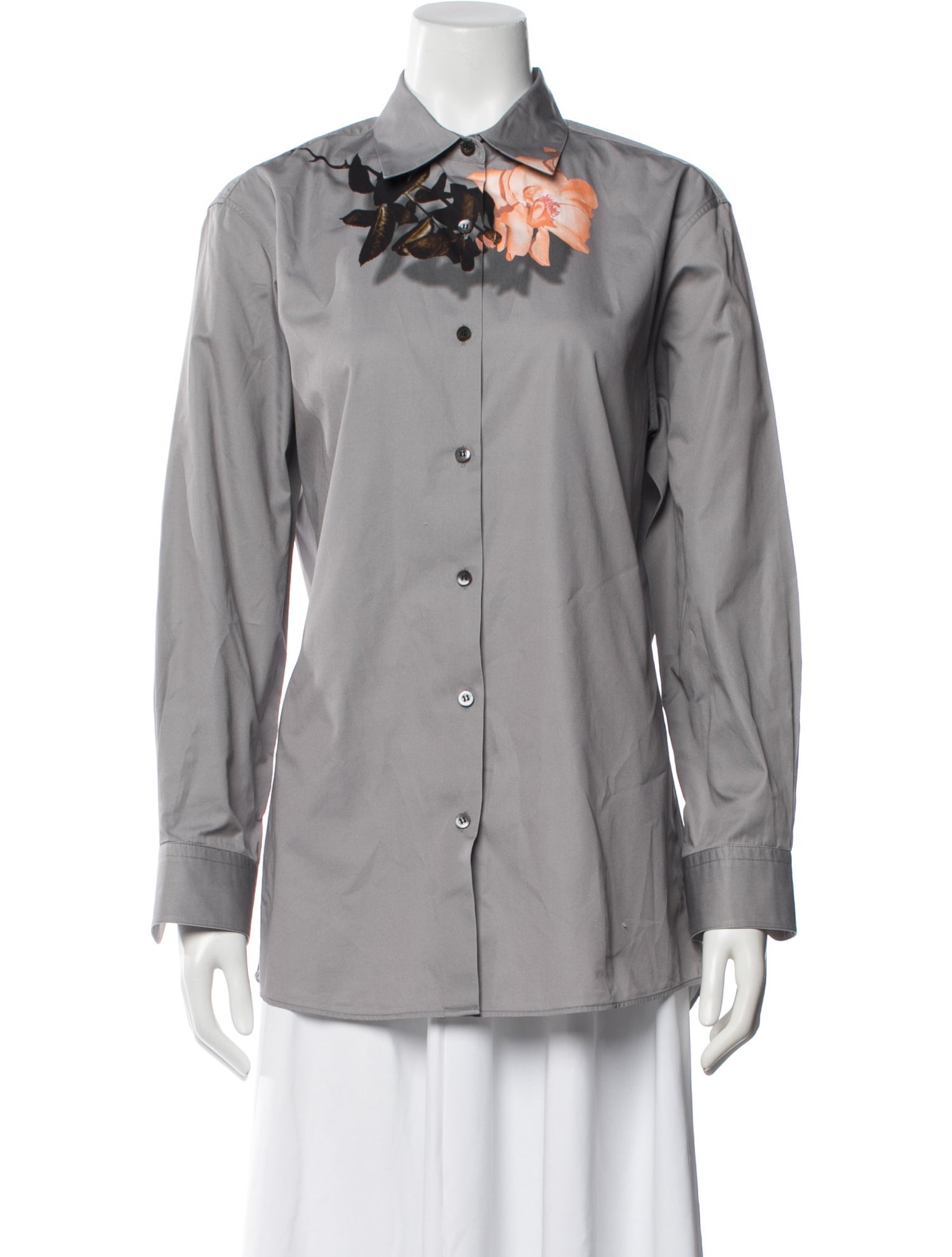 Dries Van Noten Floral Print Long Sleeve Button-Up Top