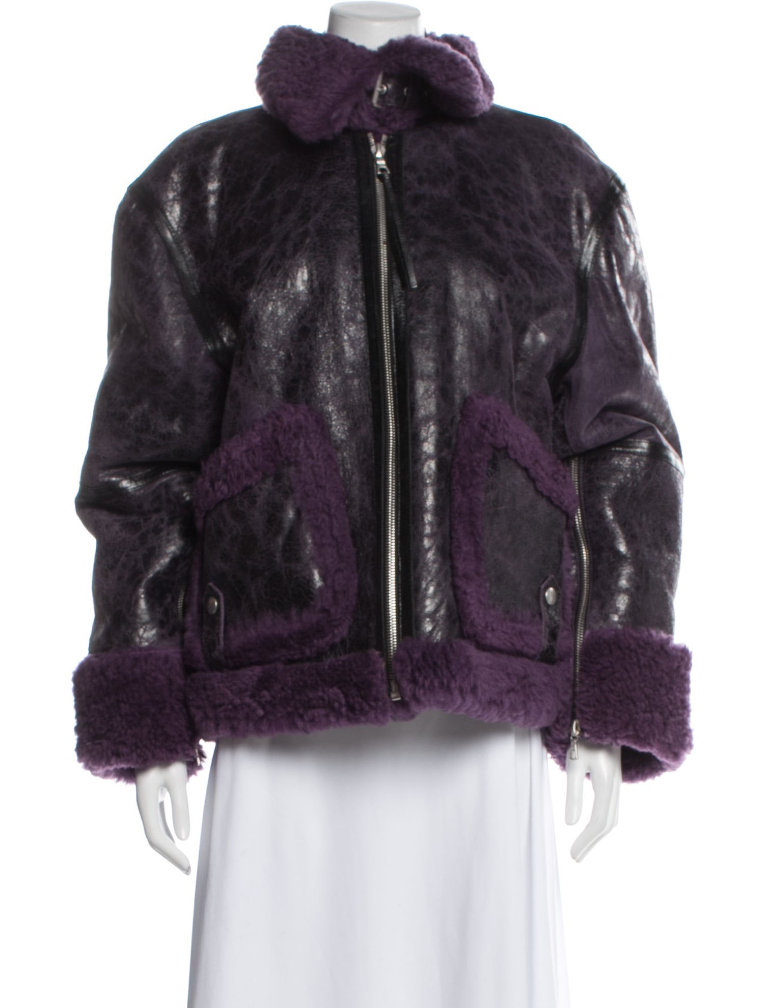 Dries Van Noten Leather Faux Fur Coat