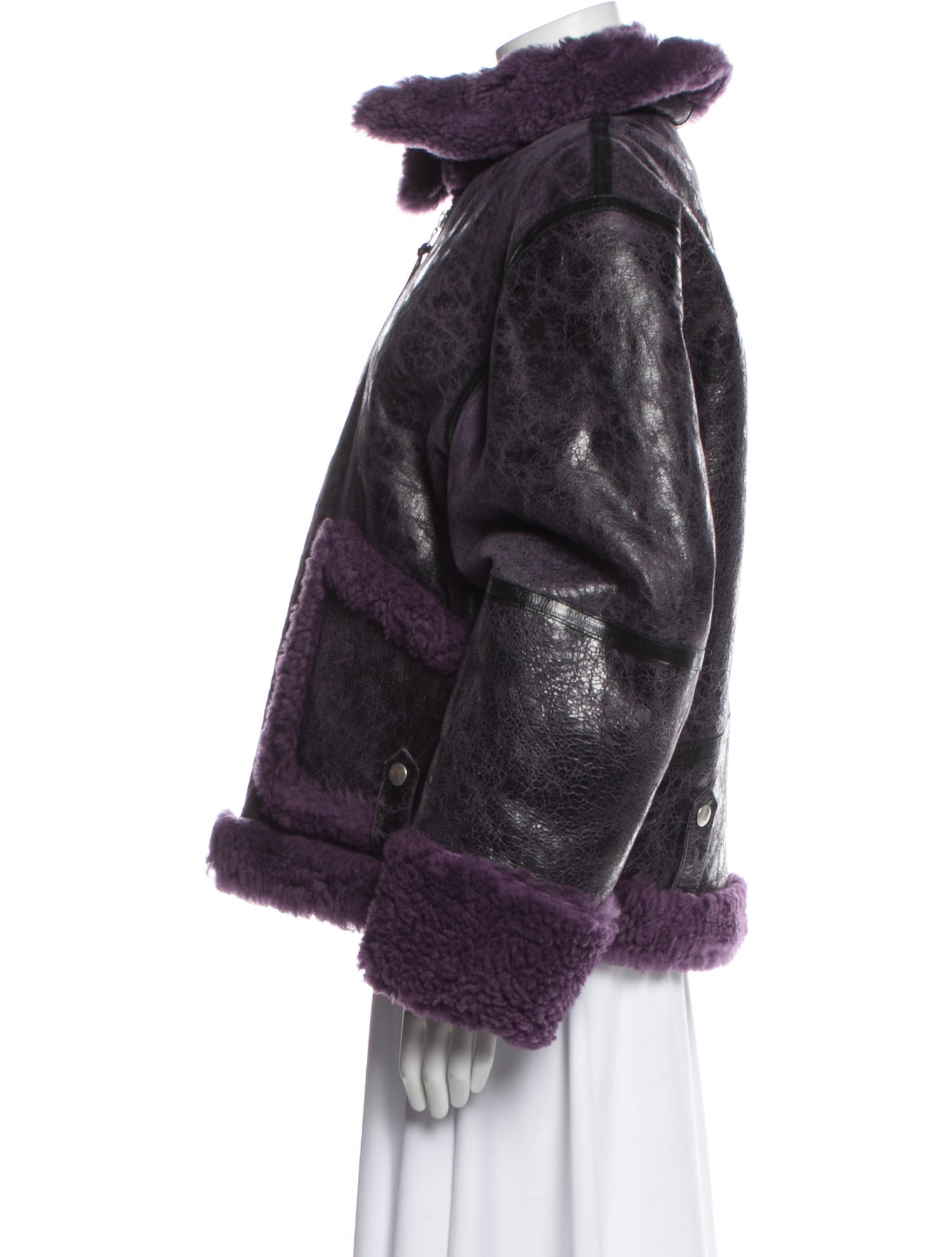 Dries Van Noten Leather Faux Fur Coat