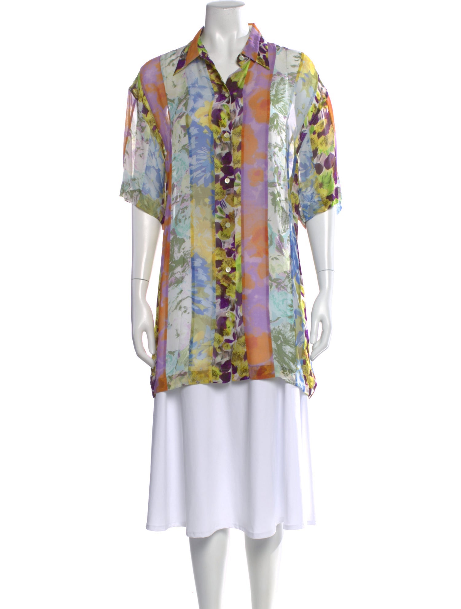 Dries Van Noten Floral Print Short Sleeve Blouse
