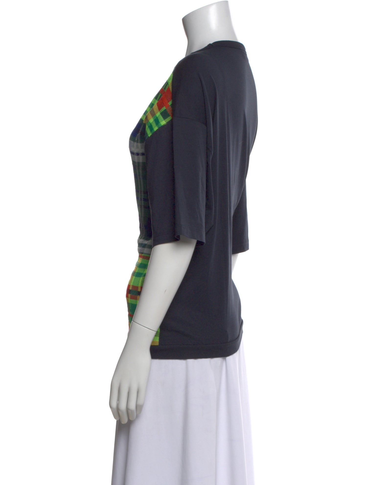 Dries Van Noten Plaid Print Crew Neck Top