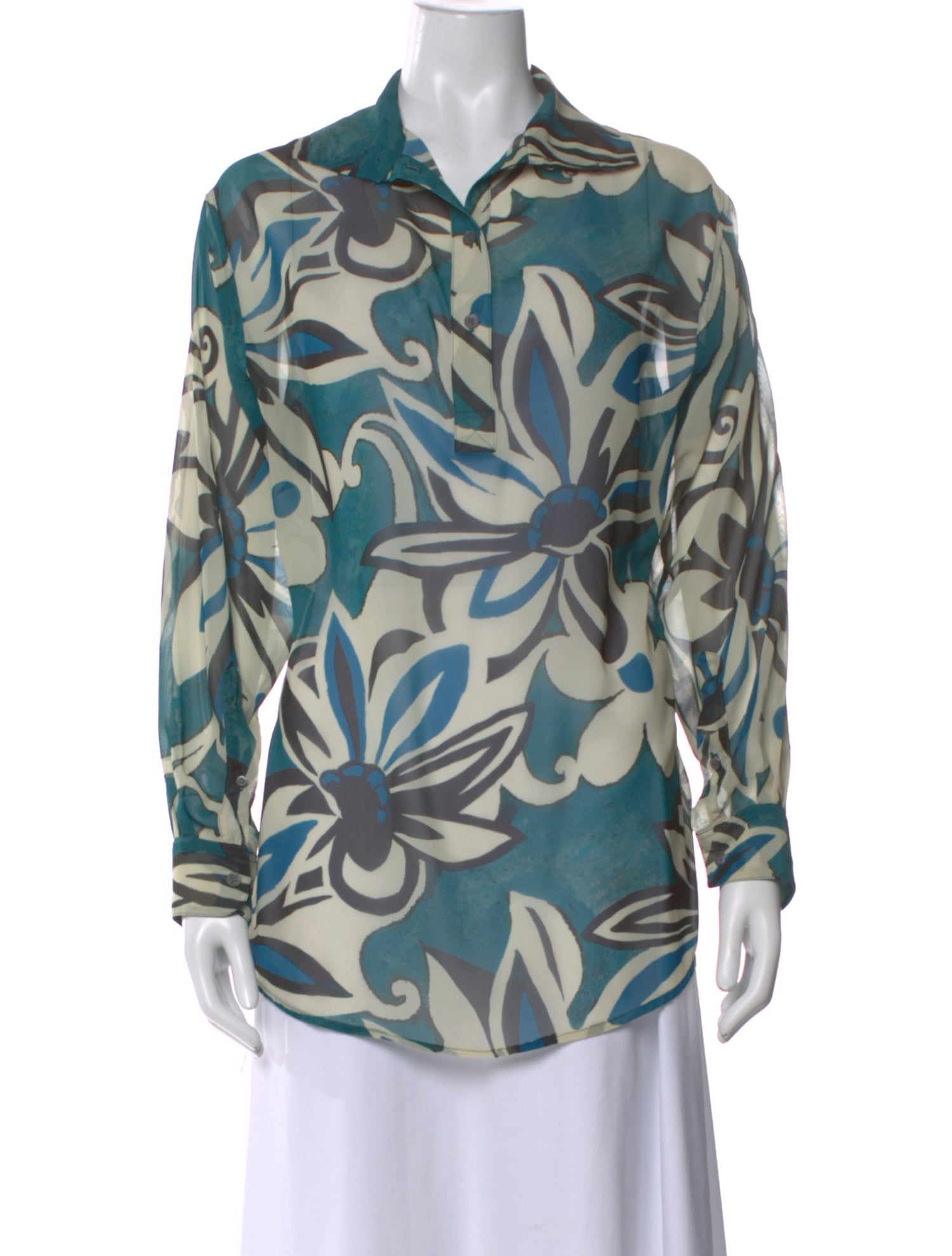 Dries Van Noten Floral Print Long Sleeve Blouse