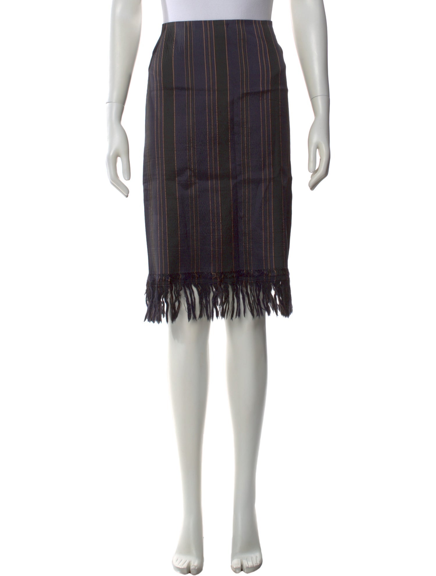Dries Van Noten Fringe Trim Accent Knee-Length Skirt