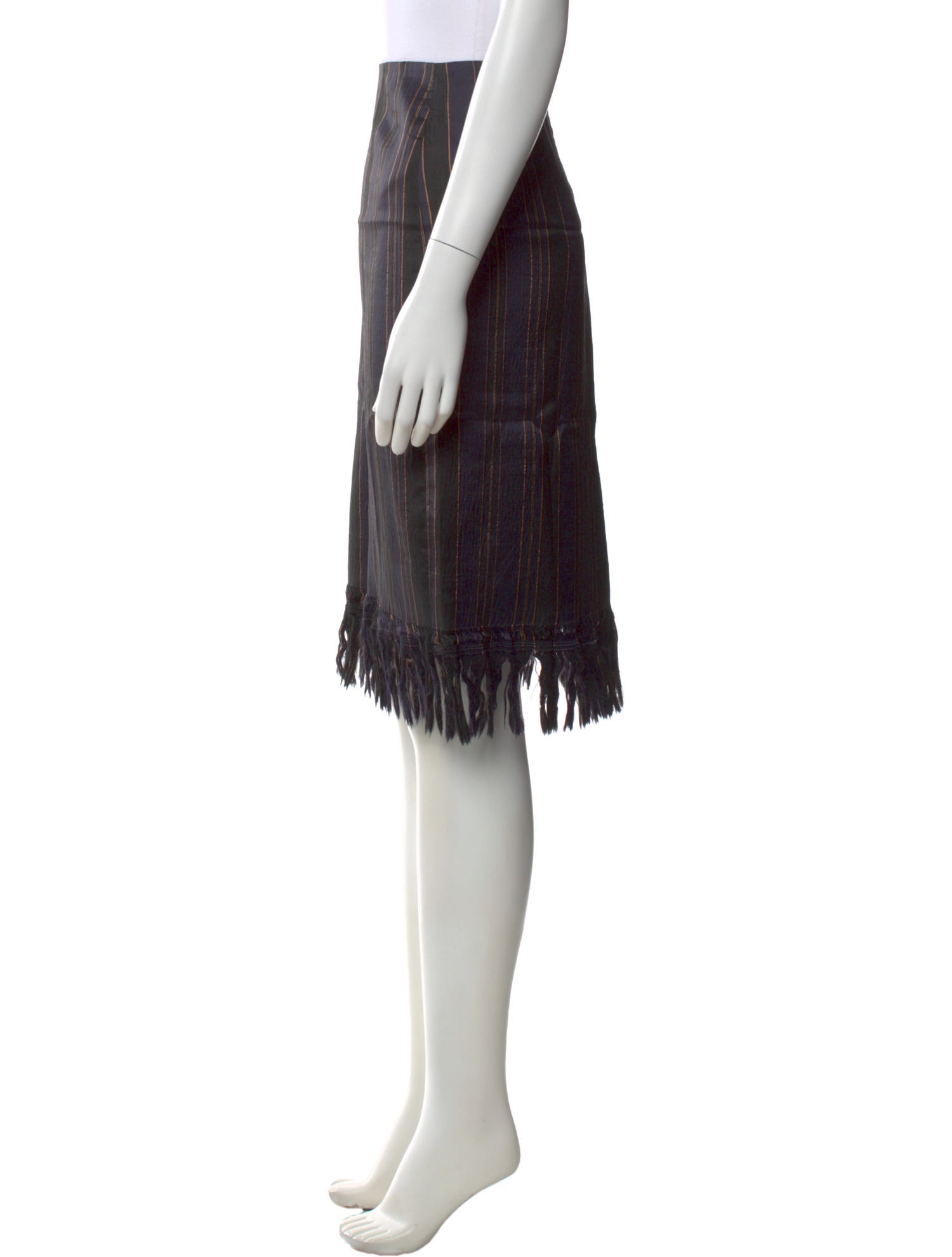 Dries Van Noten Fringe Trim Accent Knee-Length Skirt