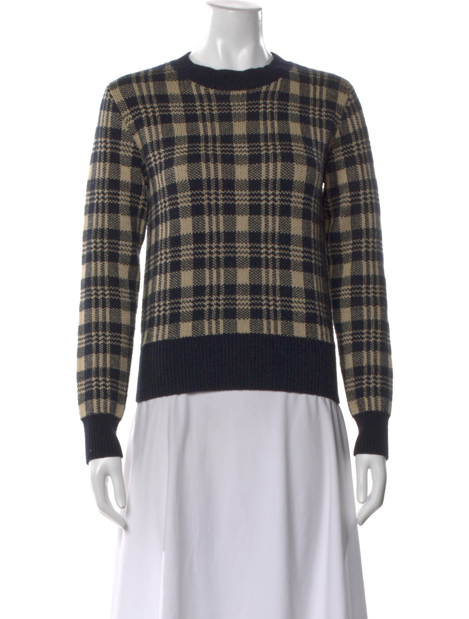Dries Van Noten Merino Wool Plaid Print Sweater