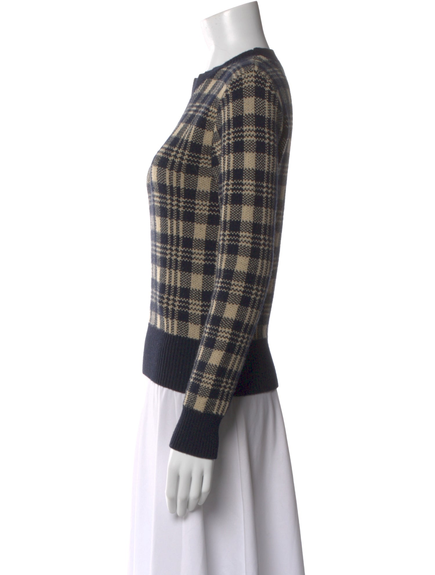 Dries Van Noten Merino Wool Plaid Print Sweater