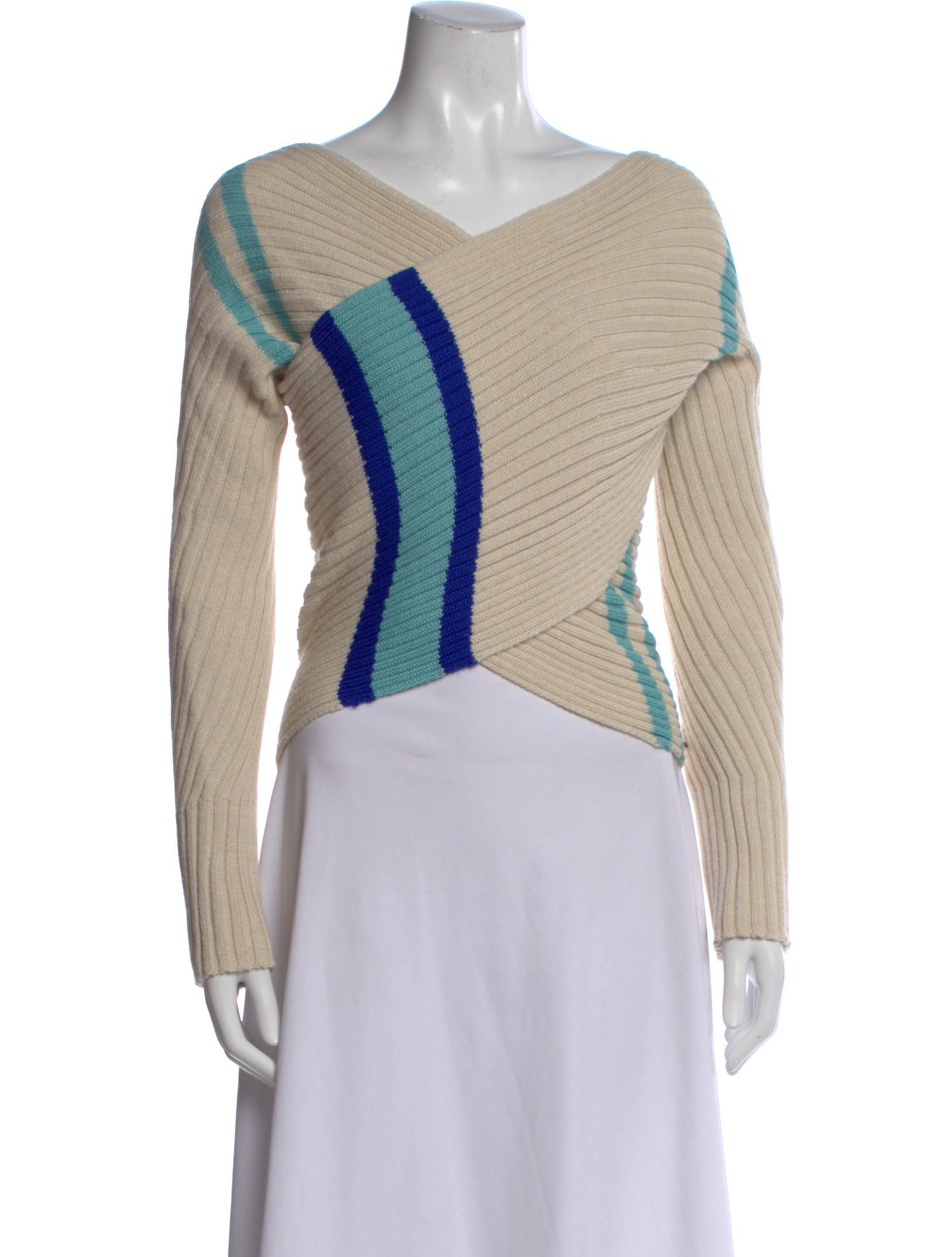 Dries Van Noten Colorblock Pattern V-Neck Sweater