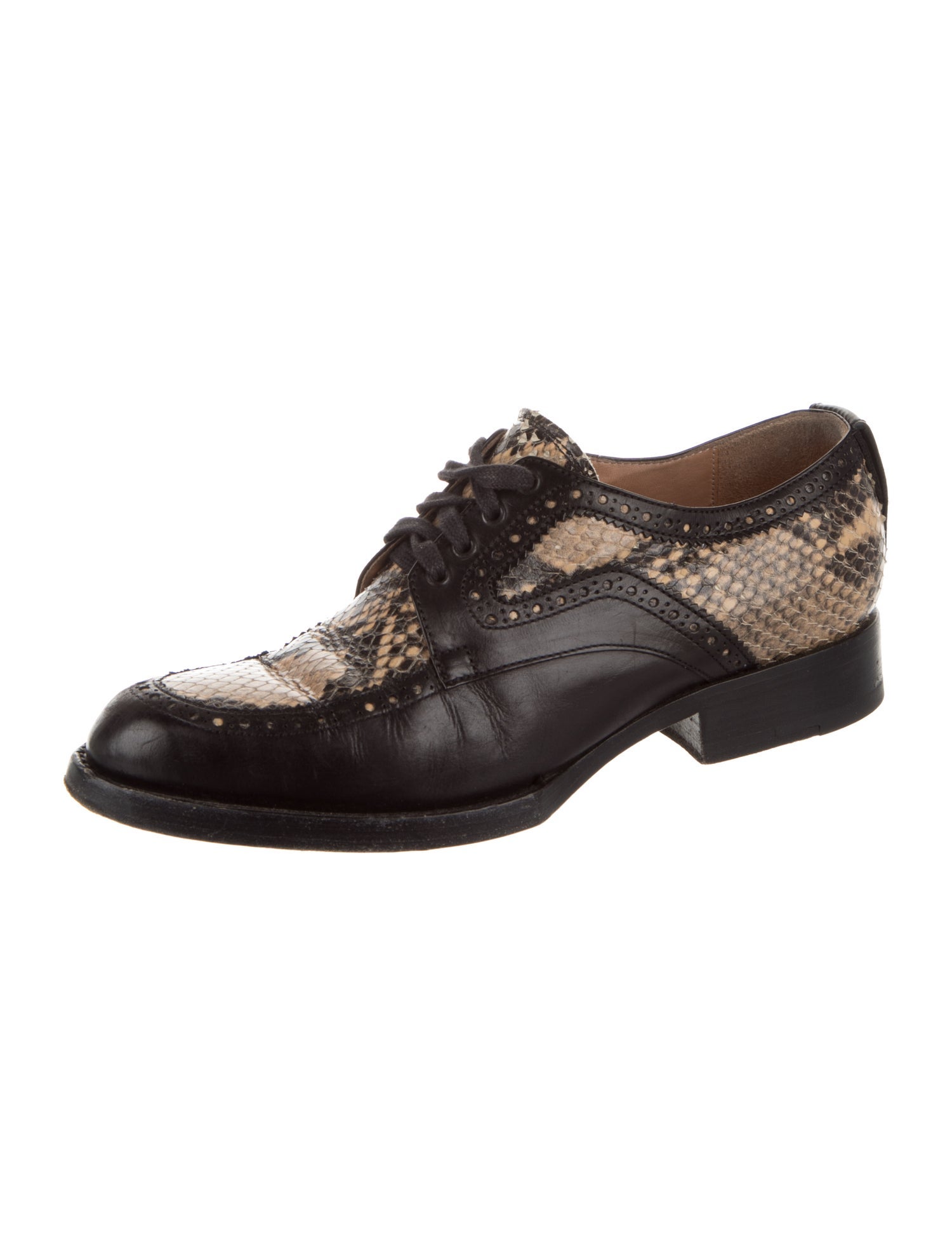Dries Van Noten Leather Animal Print Oxfords