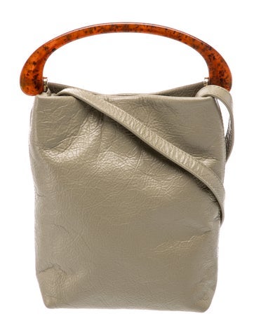 Pre-owned Dries Van Noten Leather Bucket Bag In Green