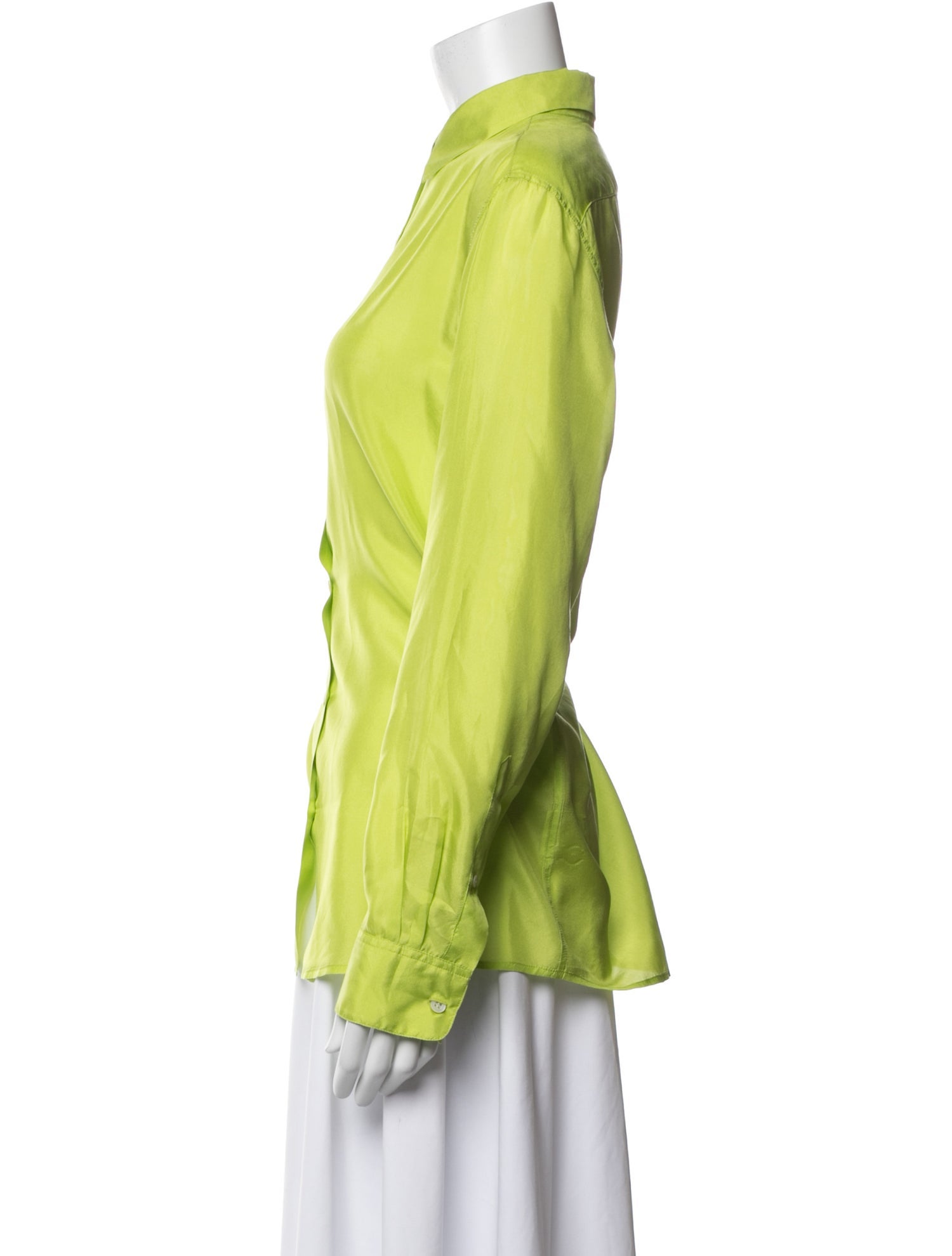 Dries Van Noten Silk Long Sleeve Button-Up Top