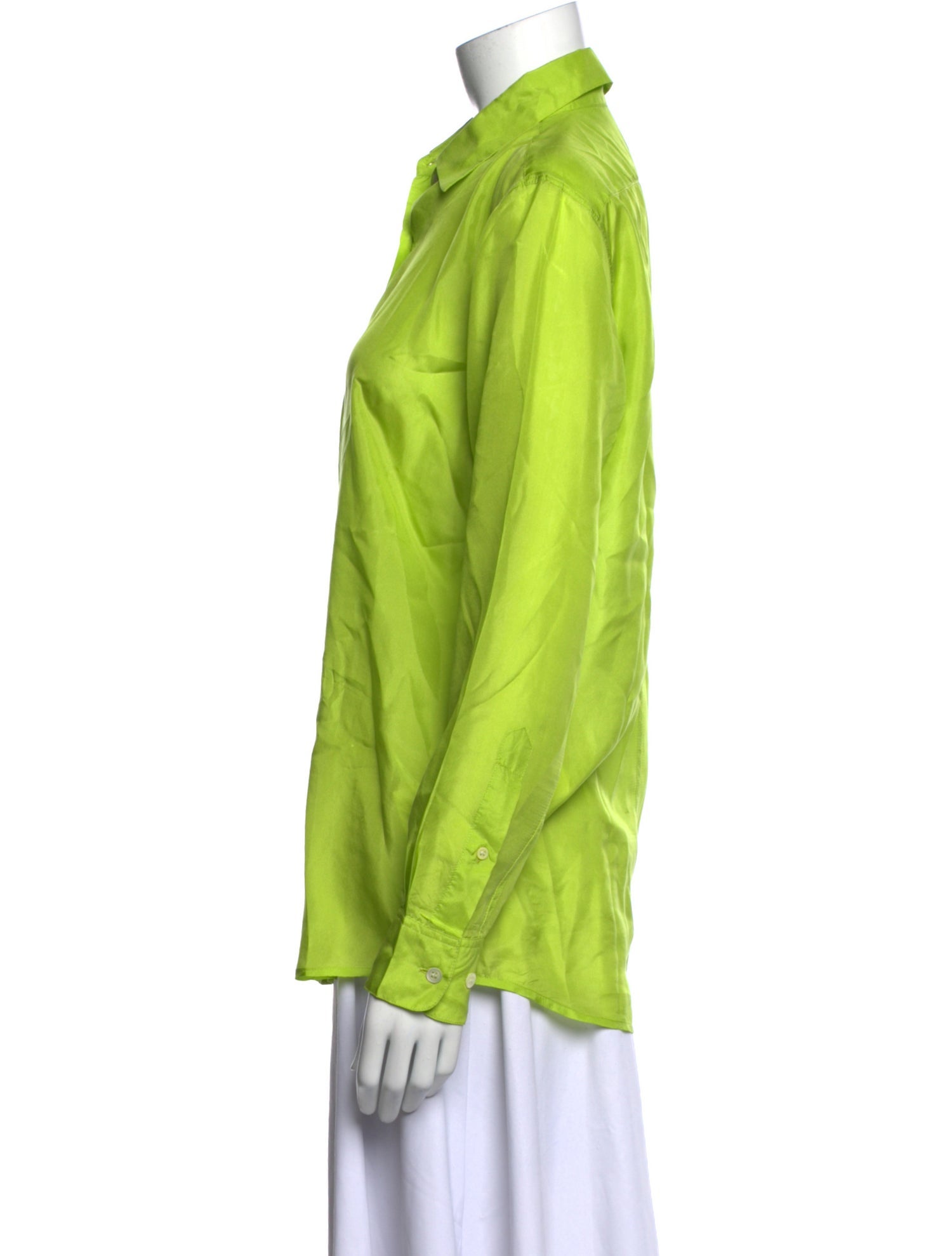 Dries Van Noten Silk Long Sleeve Button-Up Top