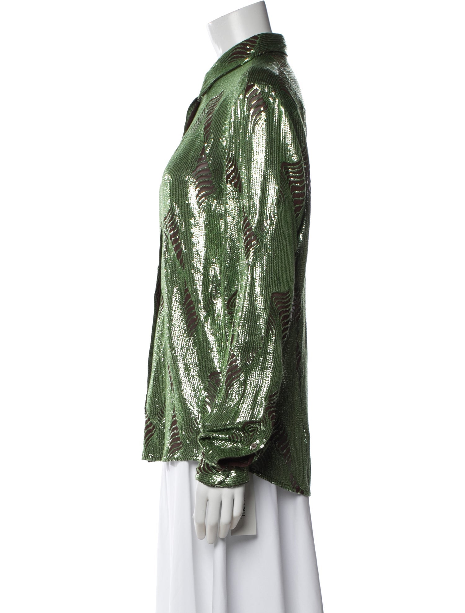 Dries Van Noten Printed Long Sleeve Button-Up Top