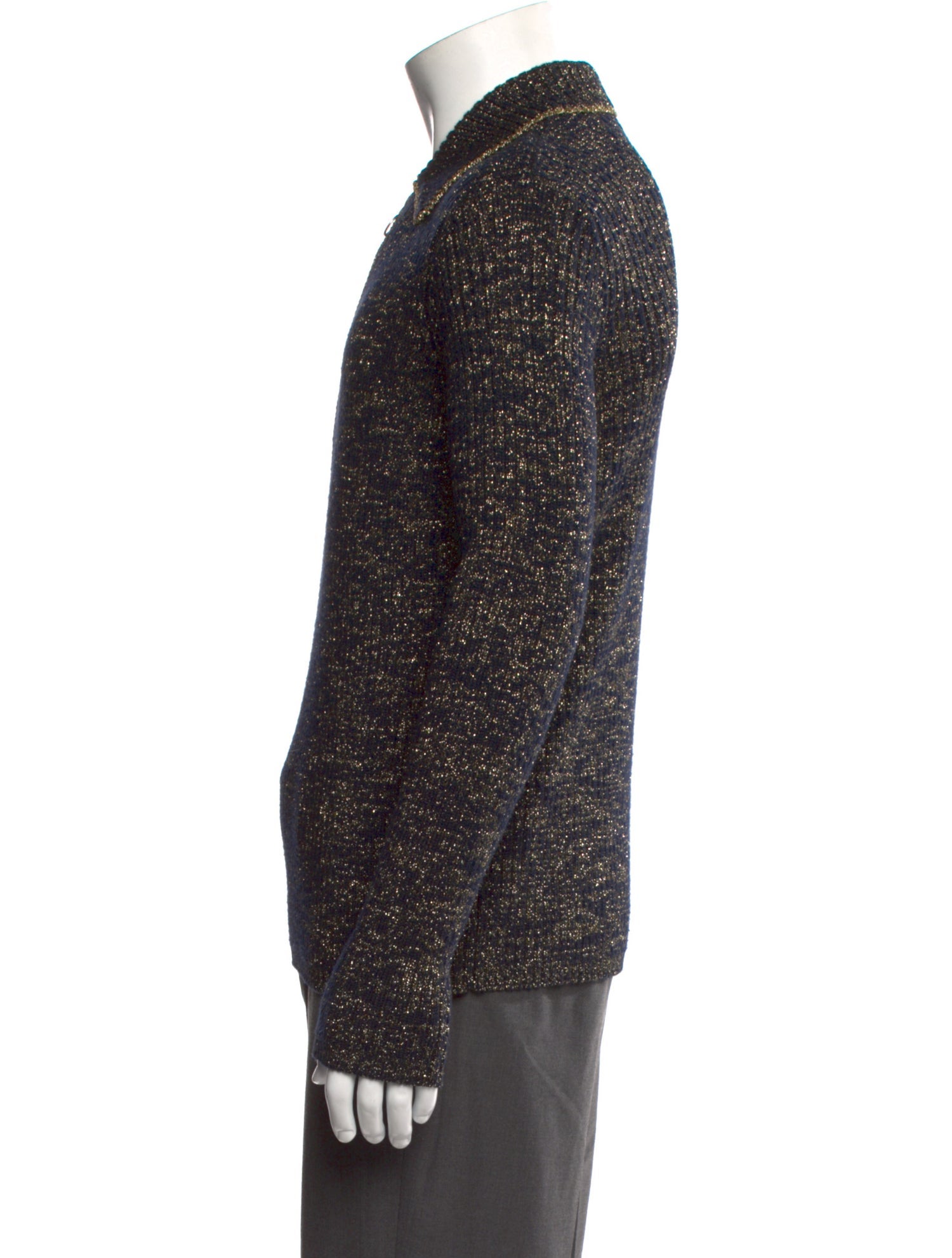 Dries Van Noten Patterned Collar Polo Sweater