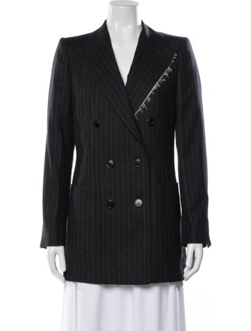 Pre-owned Dries Van Noten Wool Striped Blazer In Black
