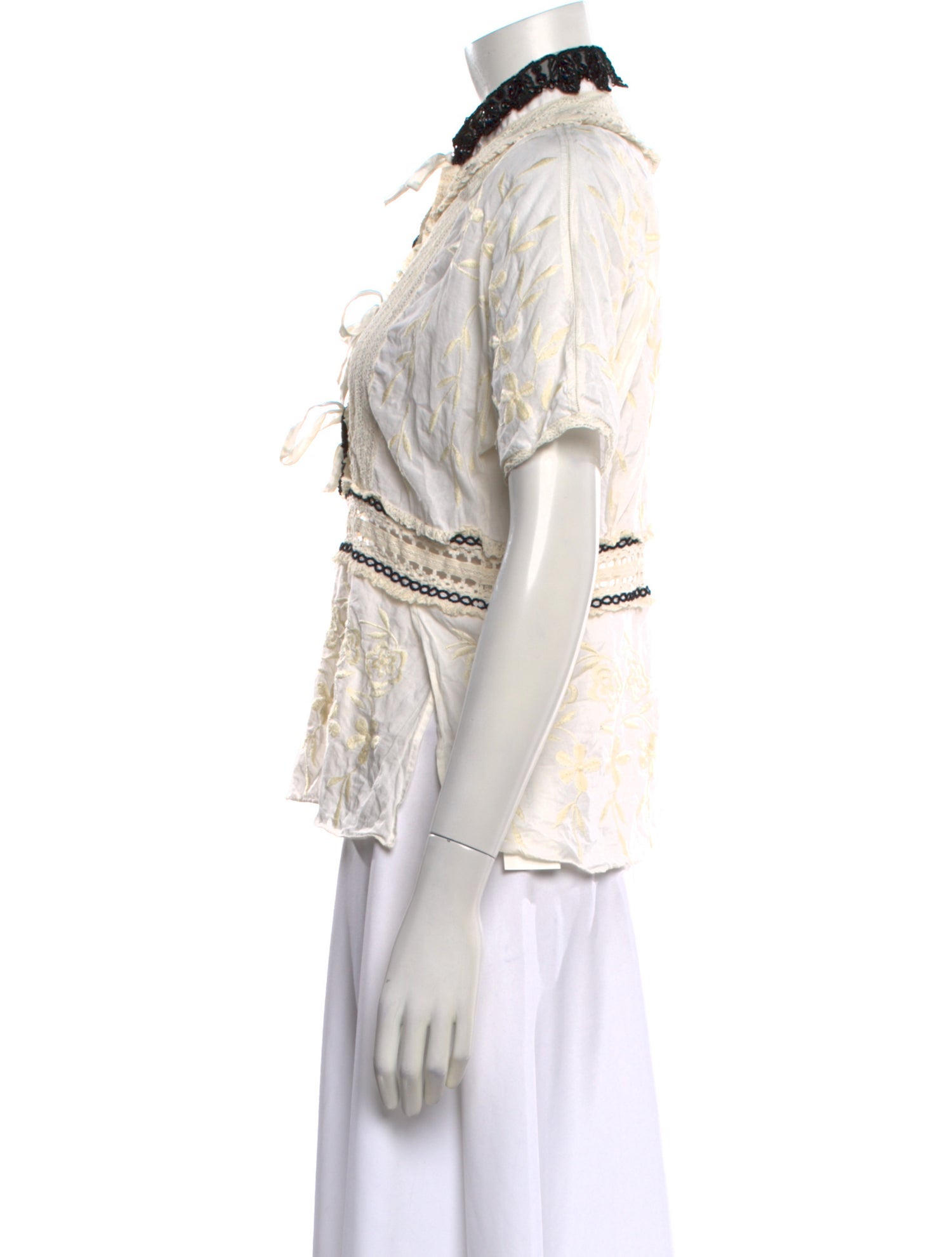 Dries Van Noten Floral Print Short Sleeve Blouse