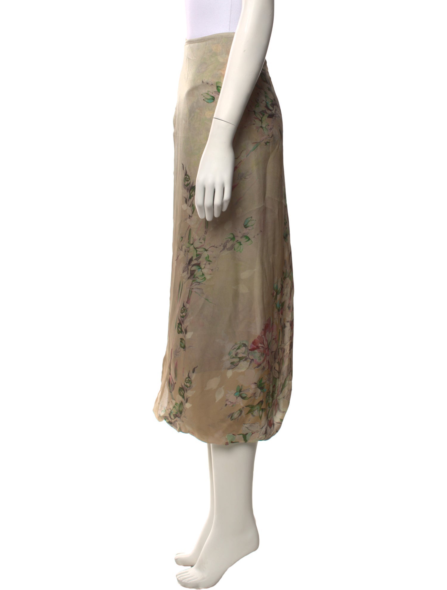 Dries Van Noten Silk Midi Length Skirt