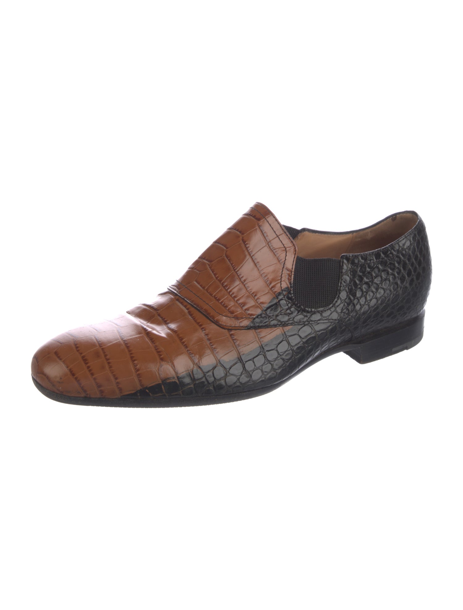 Dries Van Noten Embossed Leather Colorblock Pattern Monk Straps