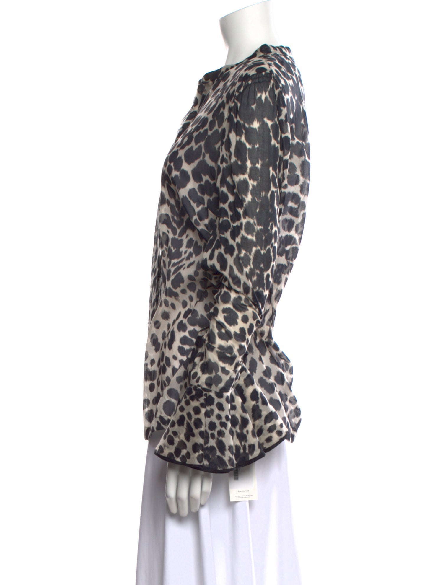 Dries Van Noten Animal Print Long Sleeve Blouse