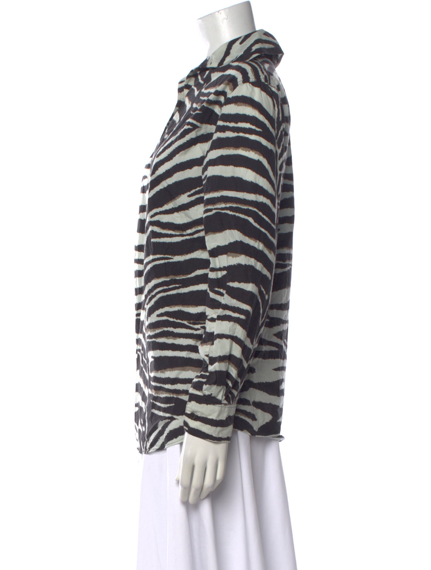 Dries Van Noten Animal Print Long Sleeve Blouse