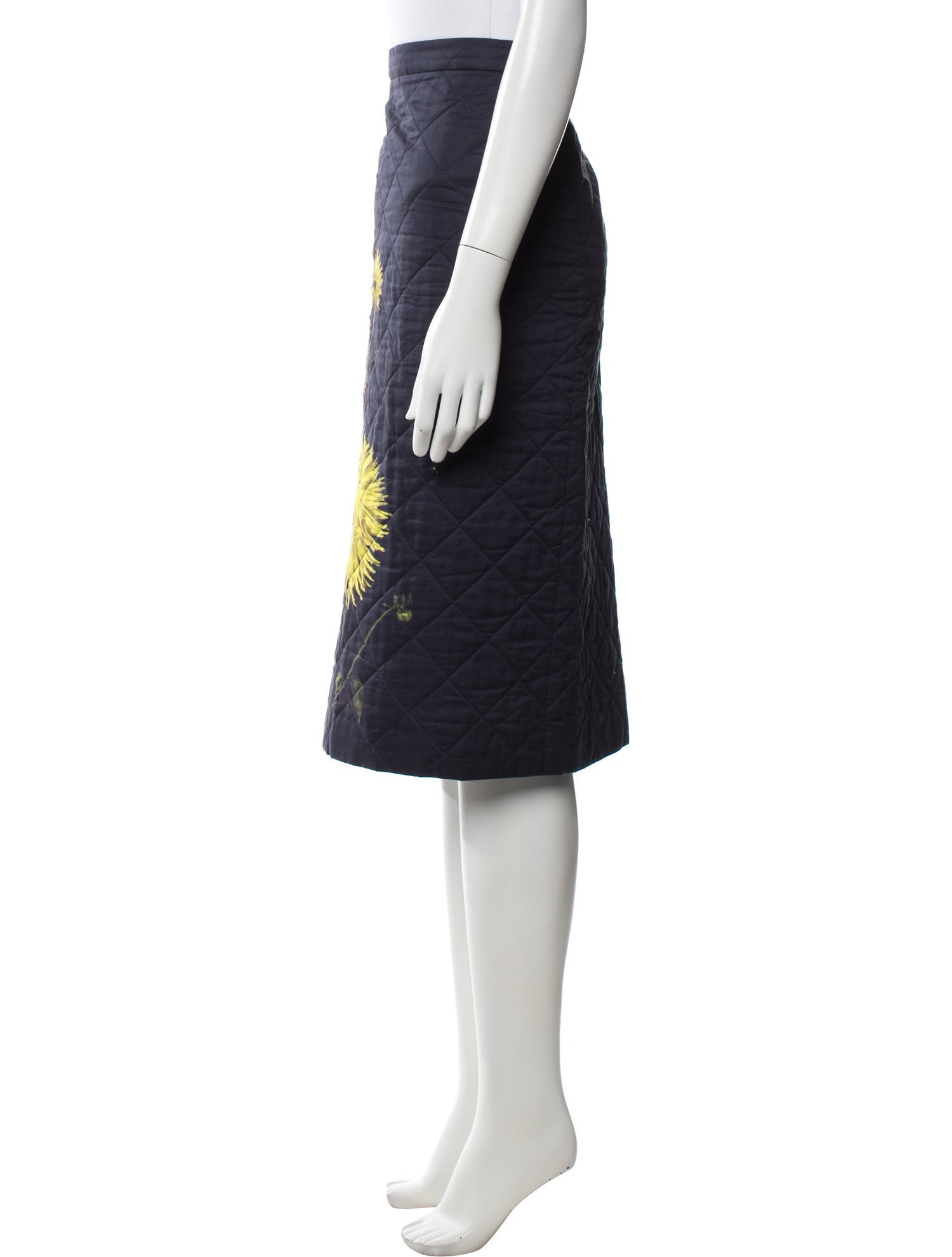 Dries Van Noten Floral Print Midi Length Skirt - Blue Skirts