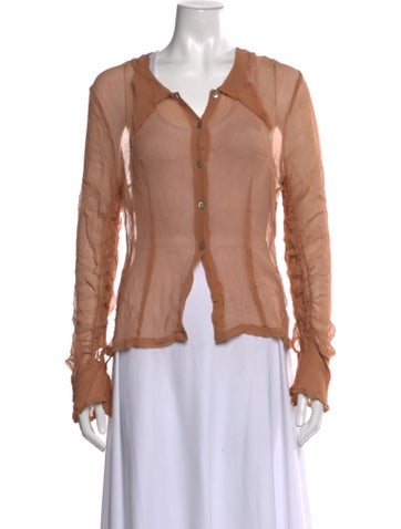 Pre-owned Dries Van Noten Silk Long Sleeve Blouse W/ Tags In Neutrals