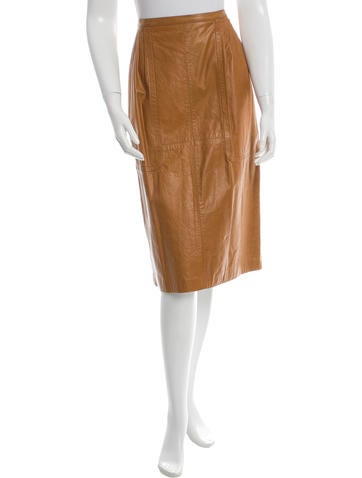 Dries Van Noten Leather Knee-Length Skirt