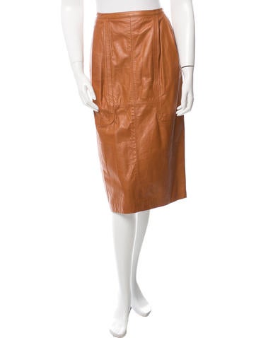 Dries Van Noten Leather Knee-Length Skirt w/ Tags