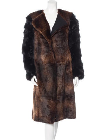Dries Van Noten Fox-Trimmed Fur-Paneled Coat