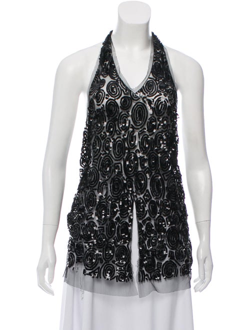 Dries Van Noten 2018 Sequin-Embellished Halter Top