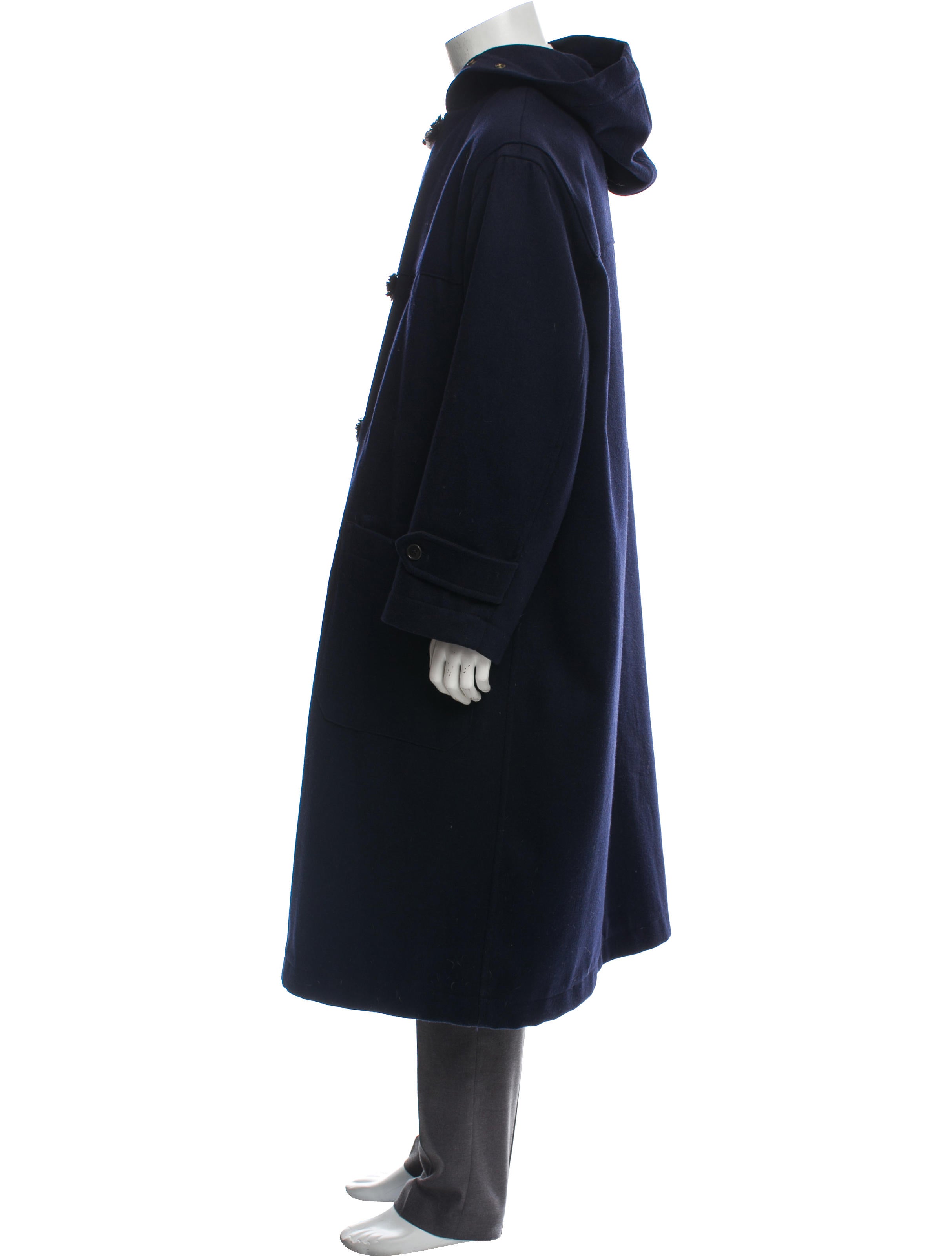 Dries Van Noten Hooded Wool Duffle Coat - Blue Outerwear, Clothing