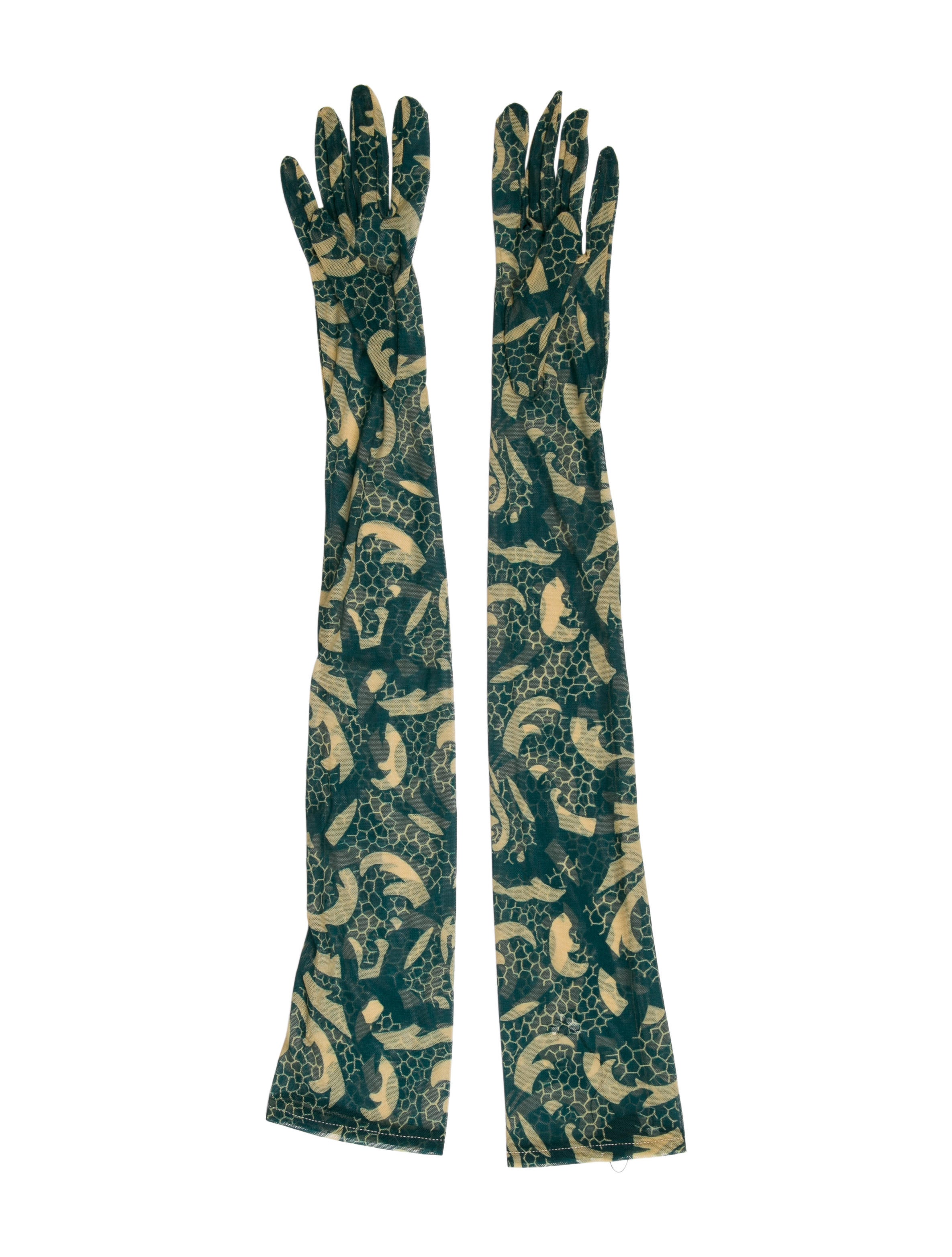 Dries Van Noten Long Semi-Sheer Gloves - Green Winter Accessories