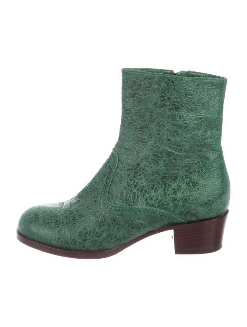 Dries Van Noten Leather Ankle Boots green