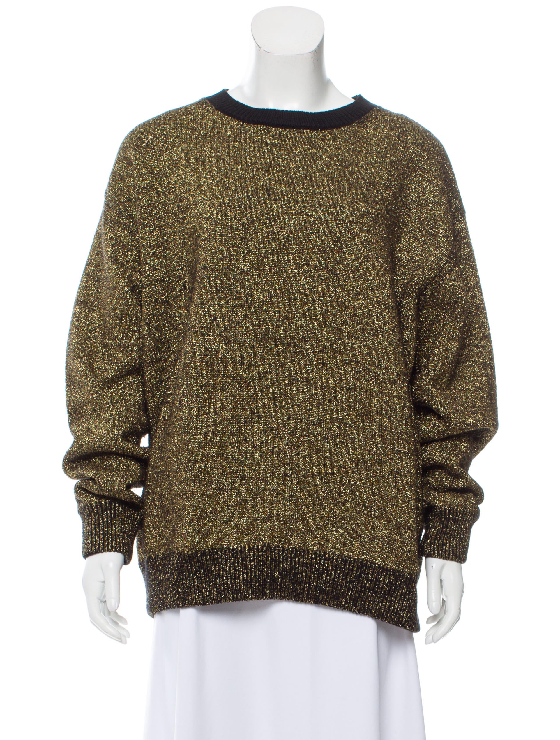 Dries Van Noten Wool-Blend Metallic Sweater - Gold Knitwear