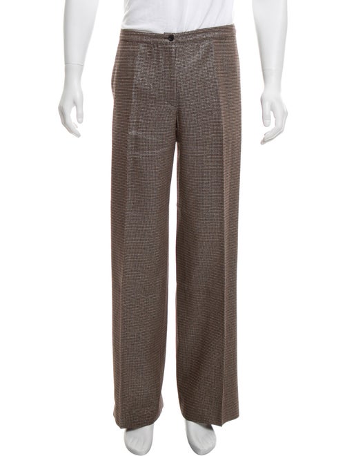 Dries Van Noten Metallic Wool Pants brown