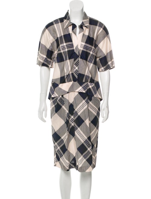 Dries Van Noten Knee-Length Plaid Dress Pink
