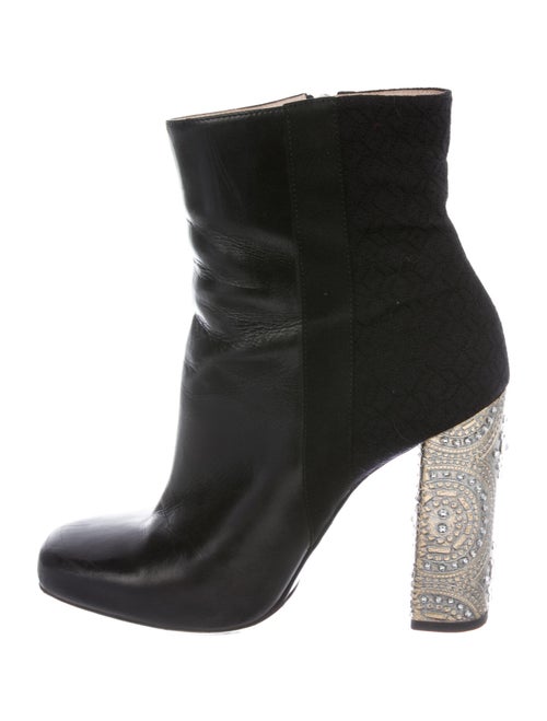 Dries Van Noten Leather Printed Boots Black