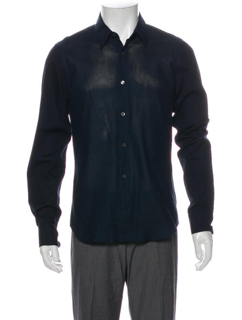 Dries Van Noten Long Sleeve Dress Shirt Blue