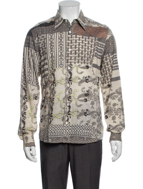 Dries Van Noten Graphic Print Long Sleeve Dress Sh
