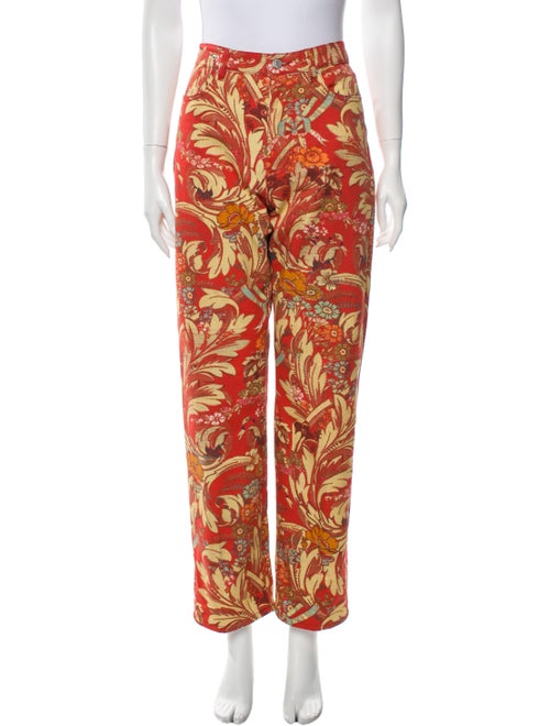 Dries Van Noten Printed Straight Leg Pants Orange