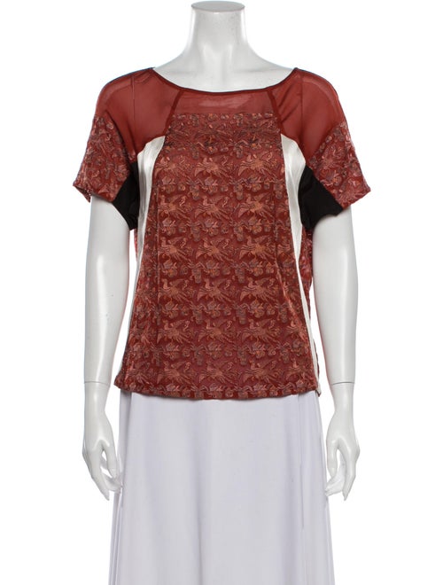 Dries Van Noten Silk Printed T-Shirt Red