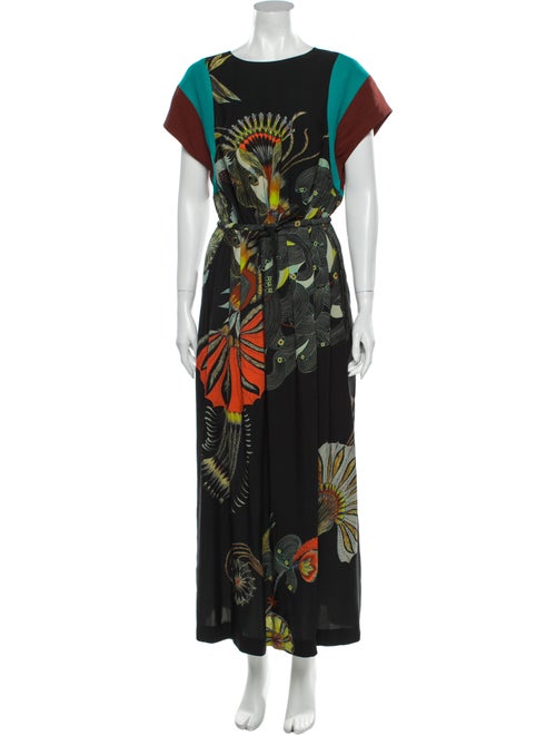 Dries Van Noten Printed Long Dress w/ Tags Black