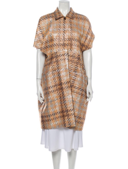 Dries Van Noten Plaid Print Coat Orange